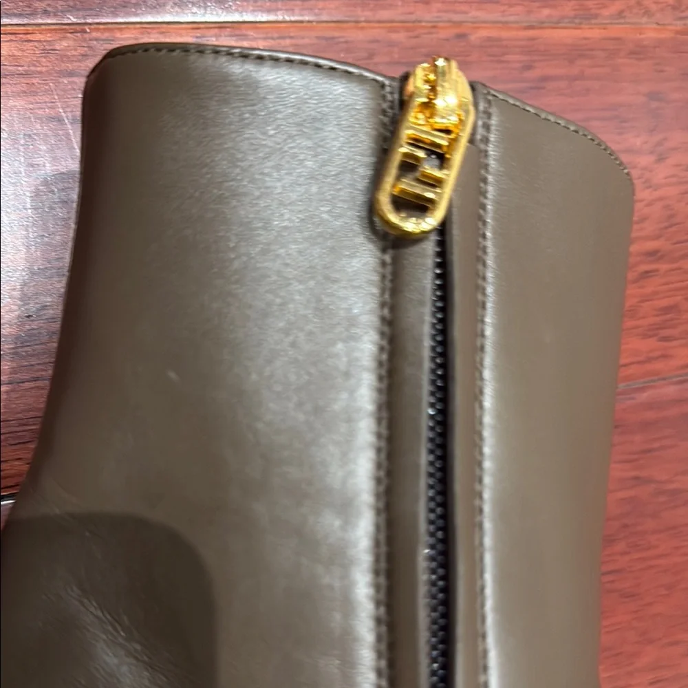 Fendi Brown and Gold Heeled Boots with Sculptural Design - Picture 3 of 11